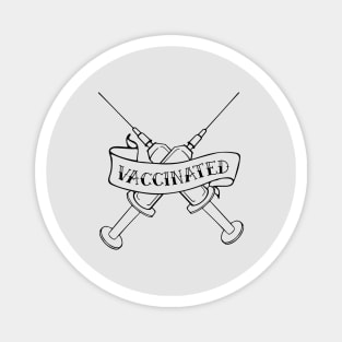 Vaccinated Syringe Simple Line Drawing Design Magnet